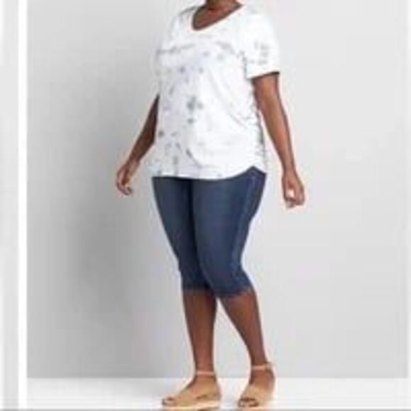 Lane Bryant - V Neck Ruched Side T-shirt - Picture 3 of 4